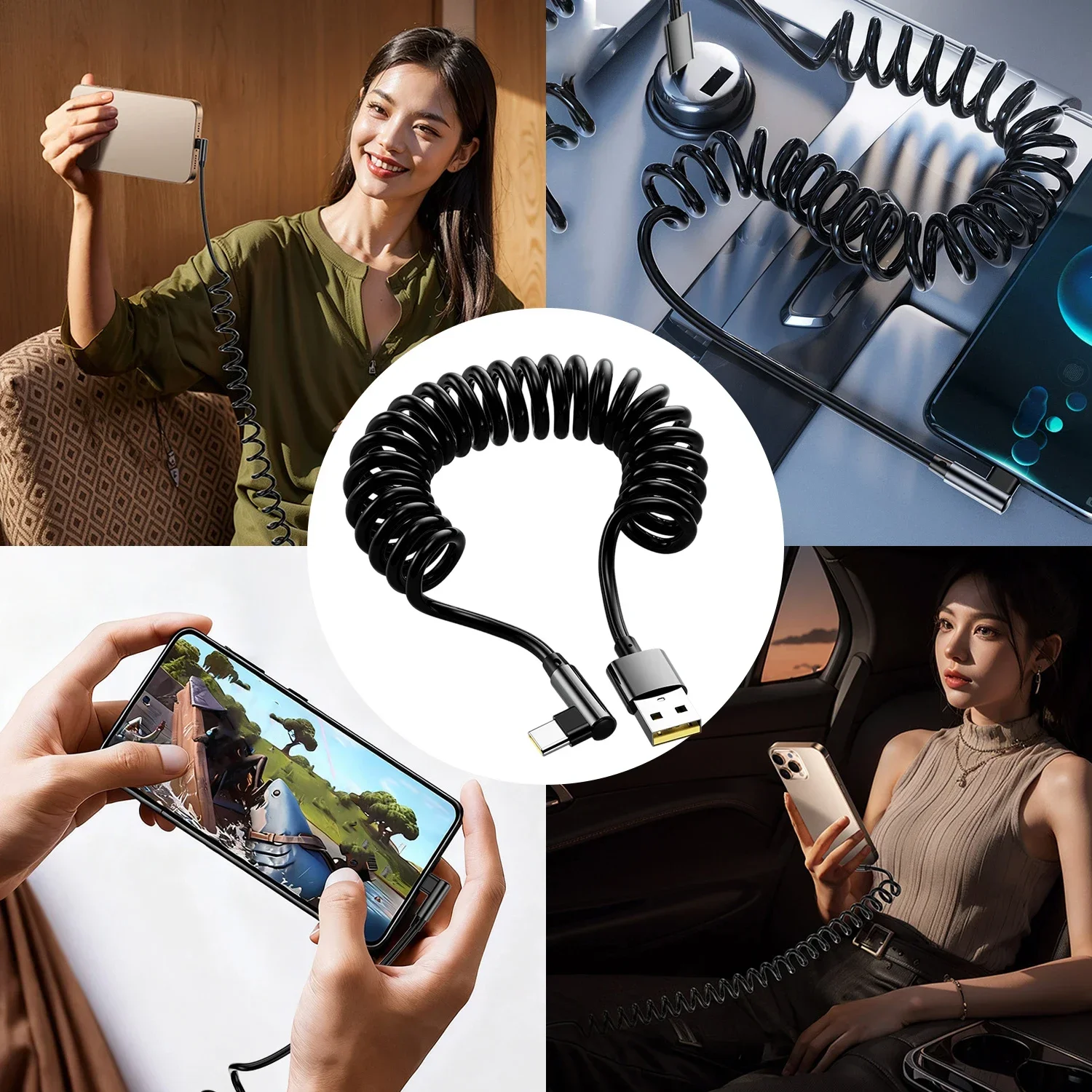 Ultra-Fast USB Type-C 120W Quick Charge Retractable Cable