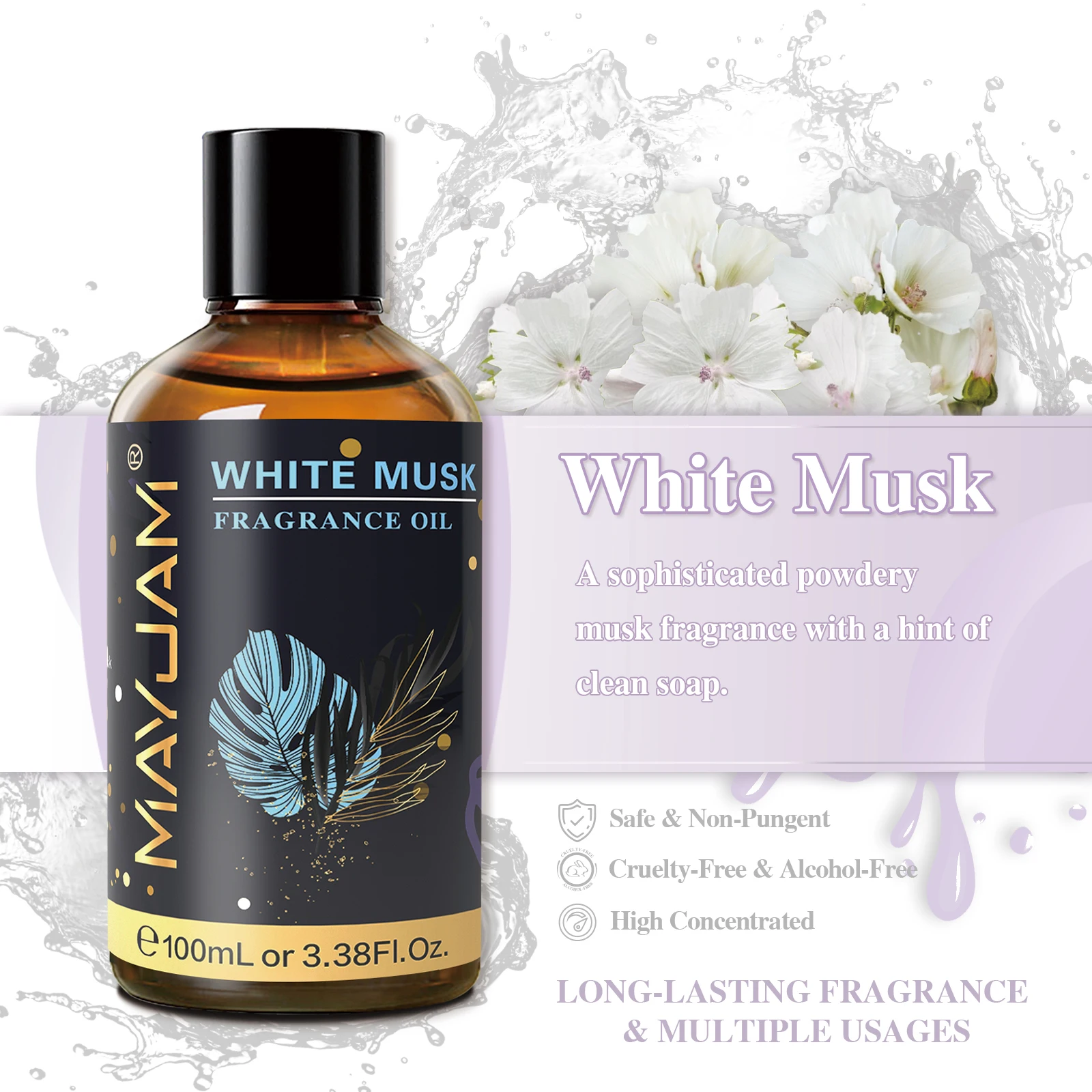 MAYJAM 100ML Aromatic Essence in White Musk, Bubble Gum, Sea Breeze, Baby Powder, Coffee, and Freesia for Candles and Humidifiers