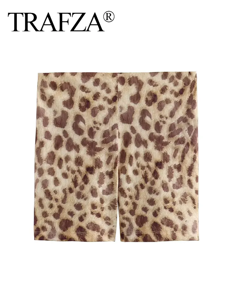 

TRAFZA Fashionable Mid-waist Women's Loose Street Short Half Pants 2024 Women's Summer Thin Retro Leopard Casual Shorts TRAF