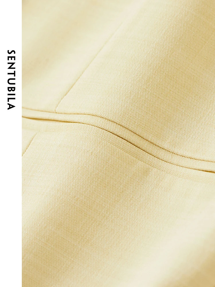 SENTUBILA Casual V-neck Cropped Blazer Coat Woman 2024 Spring Comfort Straight Elegant Suit Jacket Women's Outerwear 141X53363