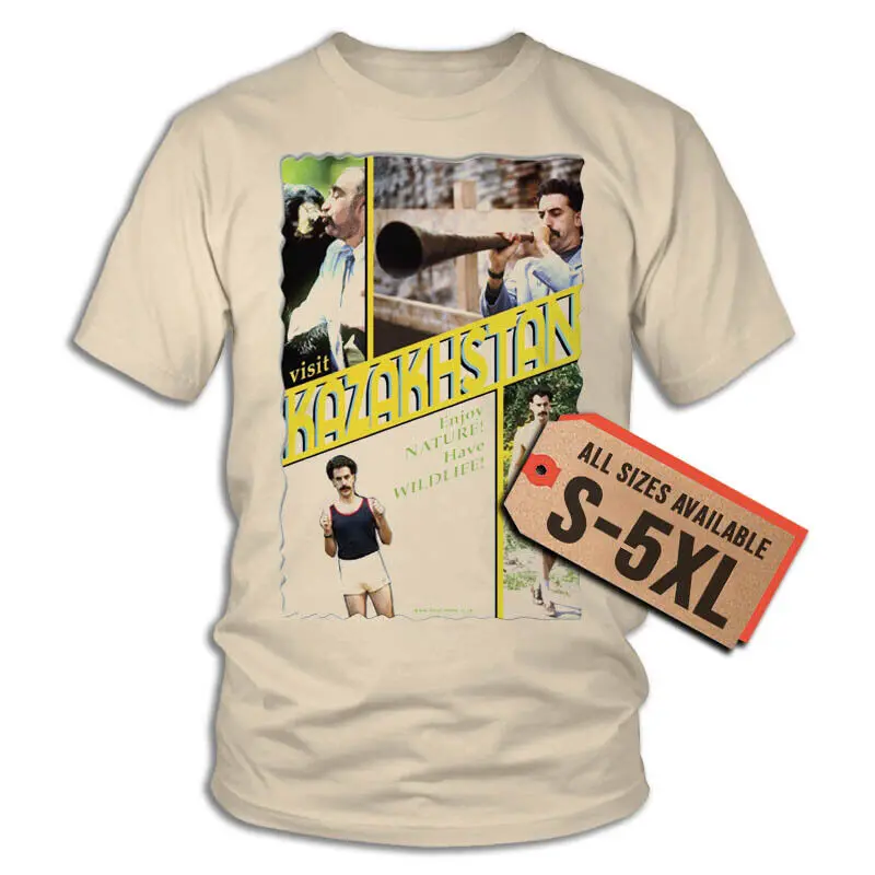 Borat V4 T Shirt Vintage Poster Beige Naturale Taglie Da S A 5Xl Maniche Lunghe O Corte