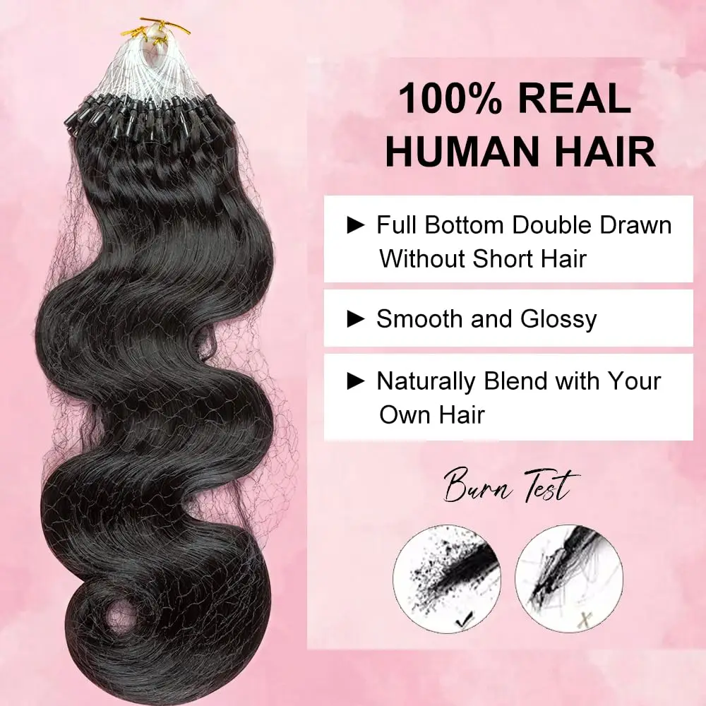 Body Wave Micro Ring Human Hair Extension Real 1g/Strand Natural Brazilian Remy Micro Loop Hair Extensions 50g/pack For Women