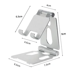 Sleek Metal Aluminum Alloy Mobile Phone Desktop Holder - Foldable and Portable (Silver)