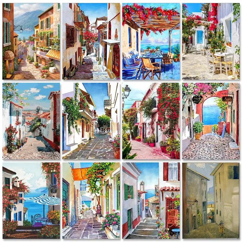 

GATYZTORY Paint By Number Alley Scenery For Adults children Picture By Numbers Acrylic Paint Handiwork On Canvas Home Decoration