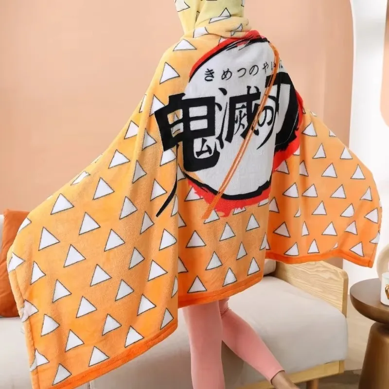 Demon Slayer Plaid Blanket Anime Kimetsu No Yaiba Cosplay Prop Shinobu Custom Women Pajamas Adult Bathrobe Shawl Gown Homewear 2