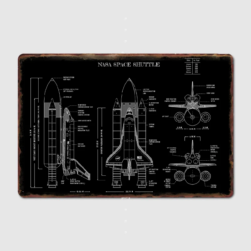 Space X Space Shuttle Metal Sign Wall Murale Kitchen Design Wall Decor Tin Sign Poster Room Decoration