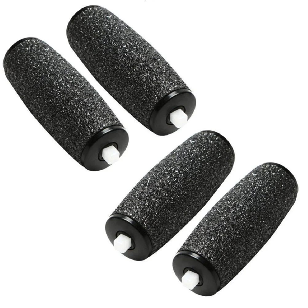 4 Pcs Electronic Foot File Replacement Refill Professional Foot Files Replacement Roller Heads (Black)