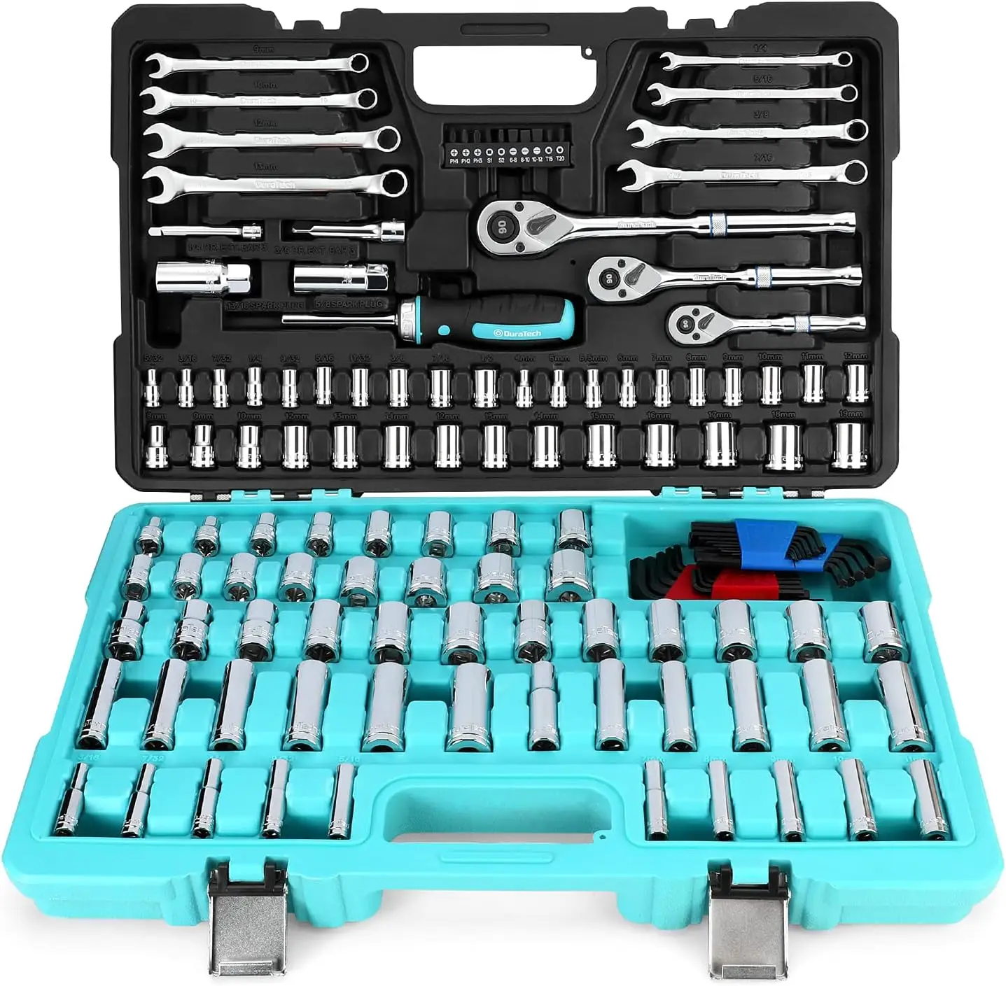 

Mechanics Tool Set, Standard (SAE) and Metric Polished Chrome Sockets Set with Hard Case