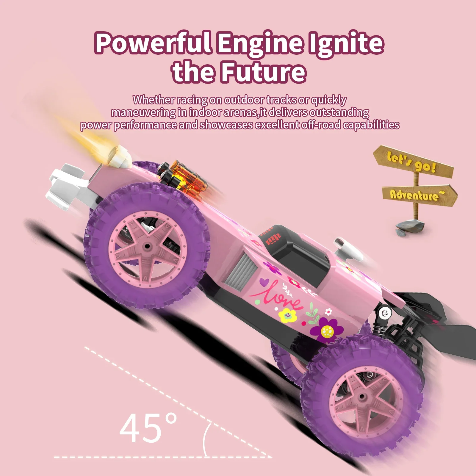 Jjrc Pink Rc Car Electric Drive Off-Road Big Wheel High Speed Purple 2.4G Remote Control Trucks Crawler Girls Toys for Children