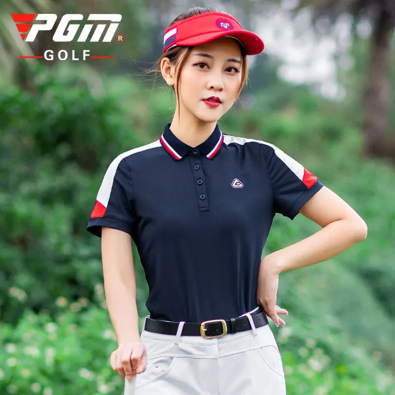 PGM Golf Clothing Summer Women Golf T-Shirt Short Sleeve Golf Shirts Comfortable And Breathable Tops Golf Apparel S-XL YF273