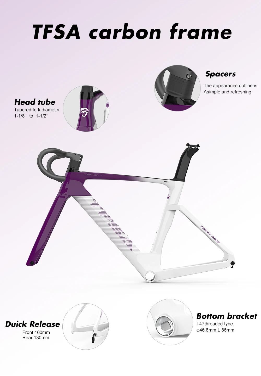Aero Carbon Fiber Road Bike Frame DI2/Mechanical Bicycle Rim