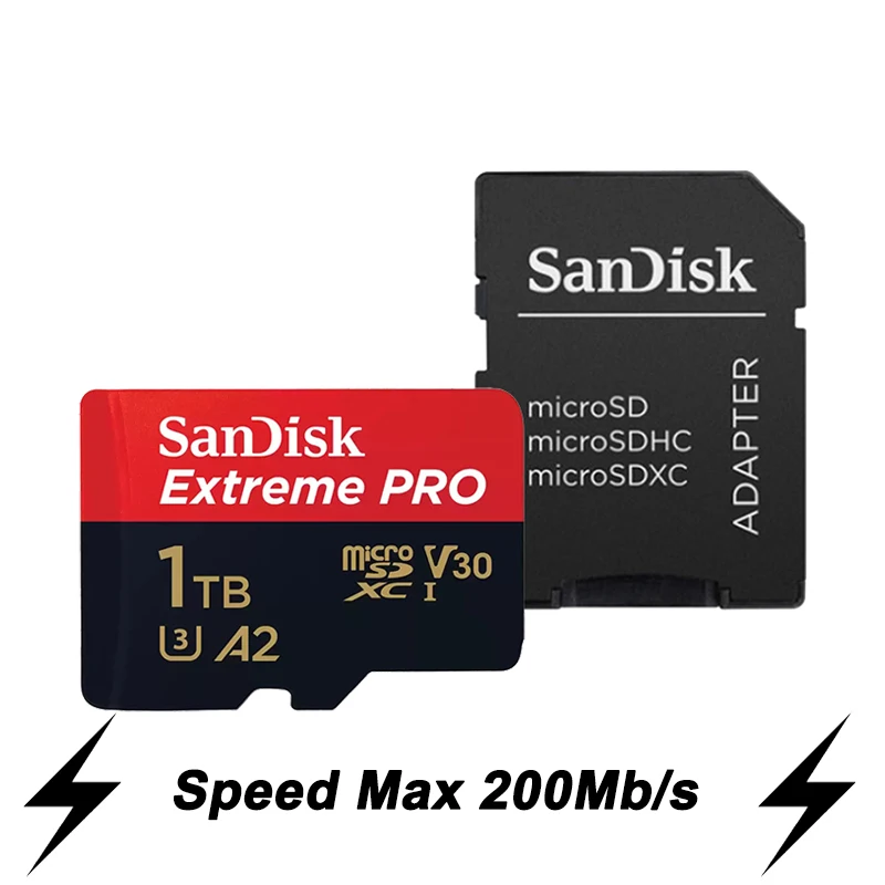 thumbnail image 1 of Tarjeta Micro SD SanDisk Extreme PRO de 128 GB, 64 GB, 32 GB, 512 GB, 256 GB, 400 GB, tarjeta de memoria flash Micro SD de 1 TB, tarjetas Micro SD U3 4K V30 TF, 1 of 5