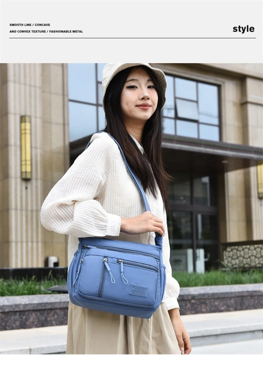 Modische Umhängetasche mit mehreren Taschen, wasserdicht, große Kapazität, Schultertasche, Nylon-Messenger-Handtasche für Damen – Detail 5
