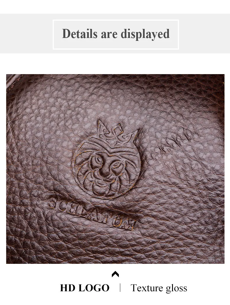 SCHLATUM Echte Leder-Brusttasche für Herren, modische Reisetasche mit Reißverschlussfach, multifunktionale Umhängetasche. – Detail 10