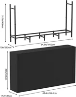 Firewood Rack Outdoor with Cover 5.3ft Firewood Log Rack Fire Log Holder Indoors Adjustable Fire Wood Rack StandBlack Waterproof 1
