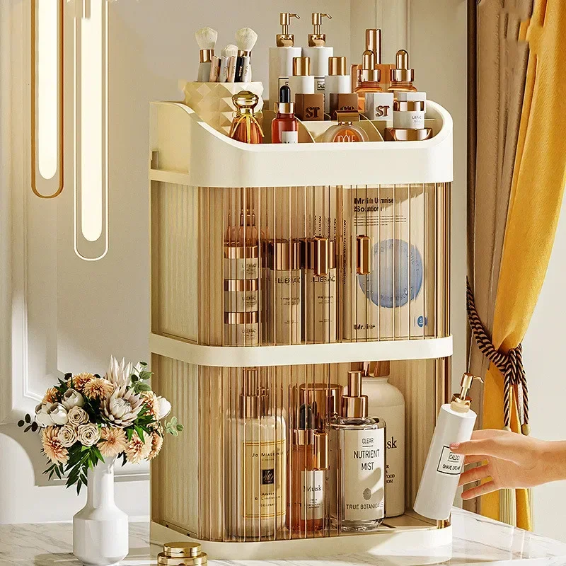 Dust-proof Makeup Organizer Luxury Lipstick Storage Double Door Make Up Multi-storey Transparent Cosmetic Bathroom Organization 4