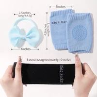 0-2Y Infant toddler warm leg protection socks silicone anti slip letter knee pads solid color bow headband baby accessories 6