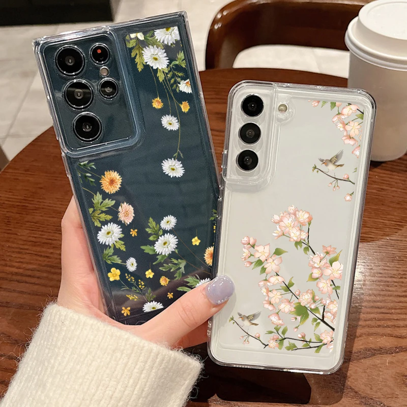 Floral Print Clear Silicone Phone Case