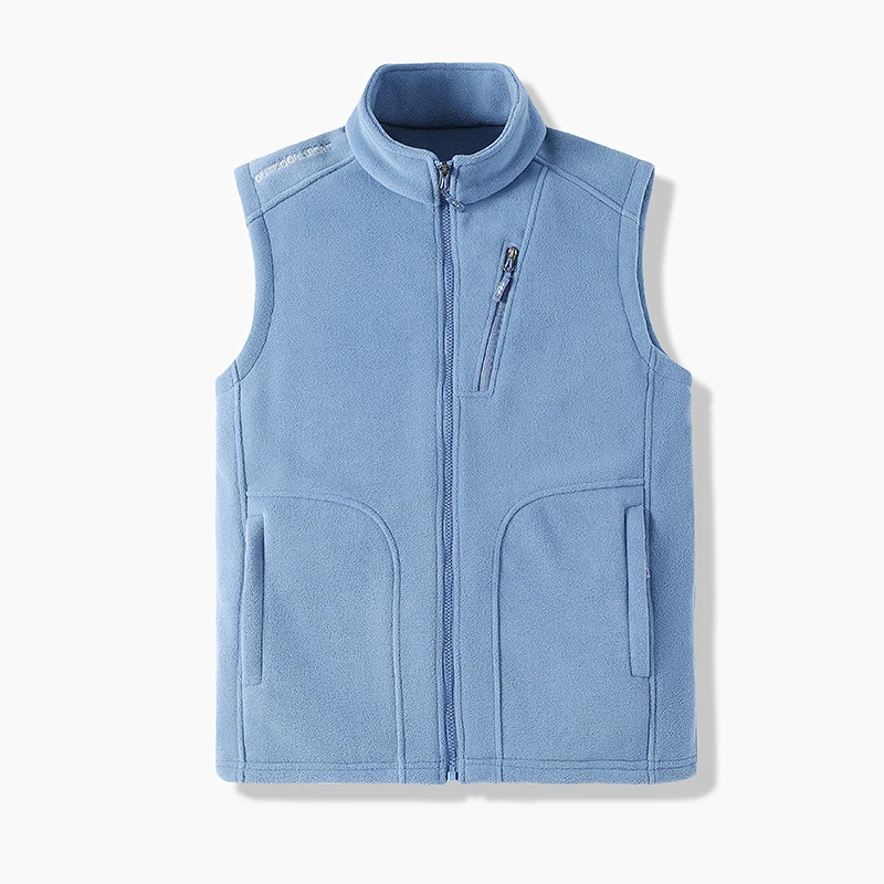 Polar Fleece Vest Autumn Winter Warm Standing Collar Windproof Simple Solid Color Thin High Trend All Quality Fabric Comfortable