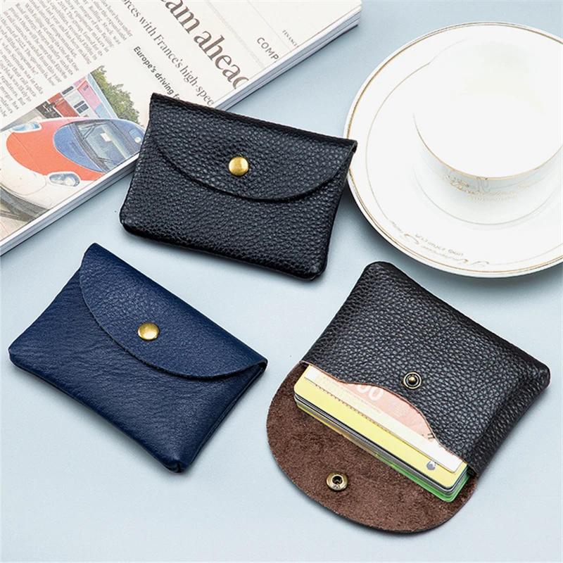 

Genuine Leather Mini Coin Purse Top Layer Cowhide Hasp Wallet for Men Women Vintage Card Holder Case Short Lady Soft Key Bag