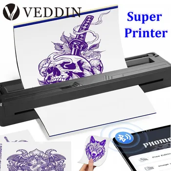 Stampante portatile Macchina per trasferimento tatuaggi Stampante termica Macchina per trasferimento di modelli Bluetooth wireless Fornitura di strumenti per stencil per tatuaggi