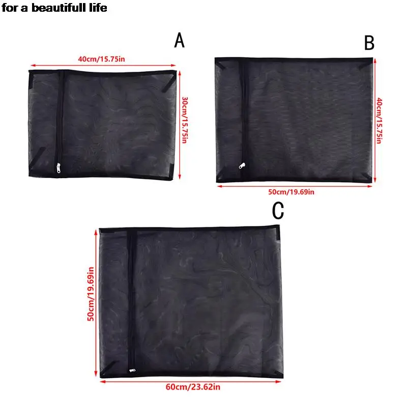 Hot 1pc Black Clothes Washing Machine Laundry Bag With Zipper Nylon Mesh Net Bra Cleaning Washing Bag 4