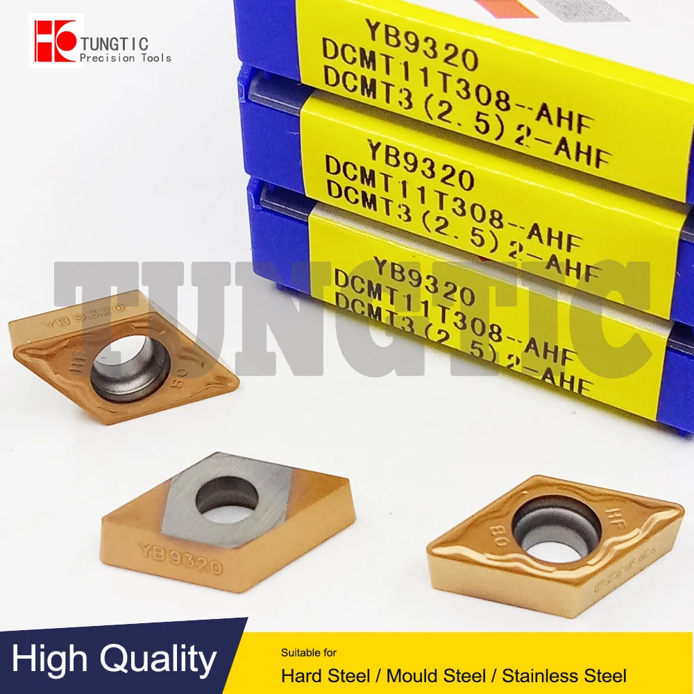 

DCMT11T308-AHF YB9320 YB6325 Cutter CNC Tools Lathe Machining Tools Lathe Cutting Tool Metal Turning Tools Inserts DCMT 11T308