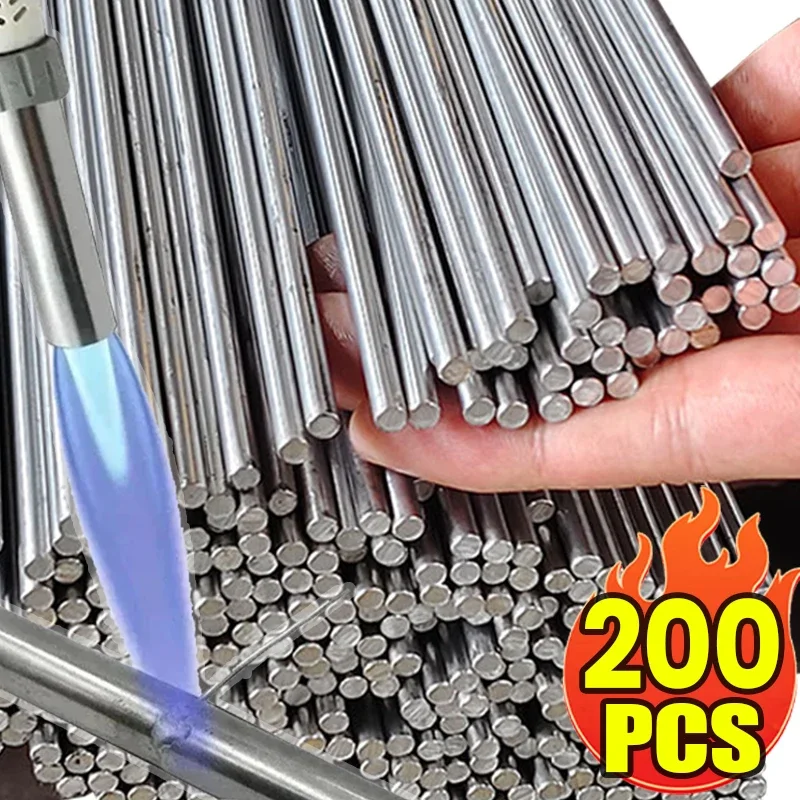 Aluminum welding rods 10-200pcs Aluminum Welding Rods Need Solder Powder Tools Universal Silver Welding Wire Repair Holes Low Temperature Easy Melt