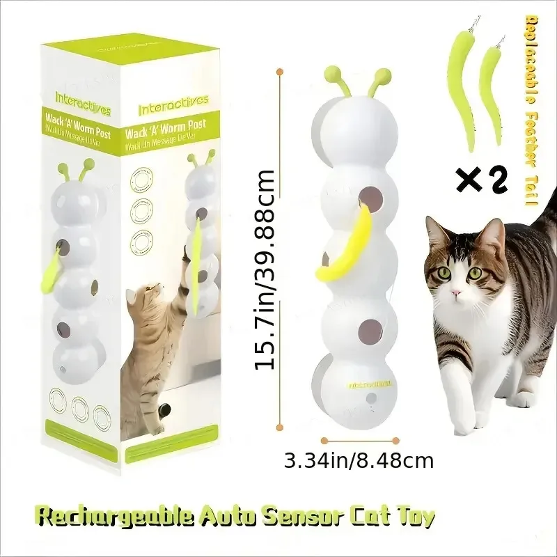 Automatic Sensor Cat Toy, USB Rechargeable Interactive Cat Teaser, Relieves Boredom & Exercise for All Cat Breeds