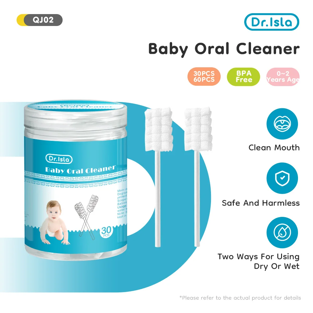 60Pcs Baby Tongue Cleaner Disposable Gauze Toothbrush Paper Rod Infant Oral Cleaning Brush Stick for Newborn cotton swabs baby oral cleaner