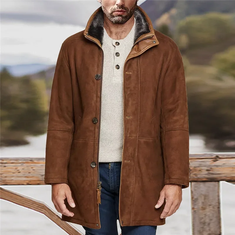

Мужское шерстяное пальто, Длинное свободное шерстяное пальто, тренчкот для осени и зимы
