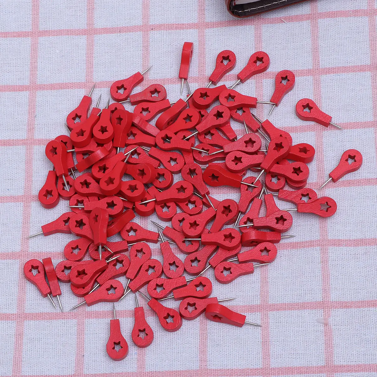 100Pcs 나무 푸시핀 사무실 홈 학교 게시판 지도 포스터 노트용 친환경 천연 나무 및 금속 압정
