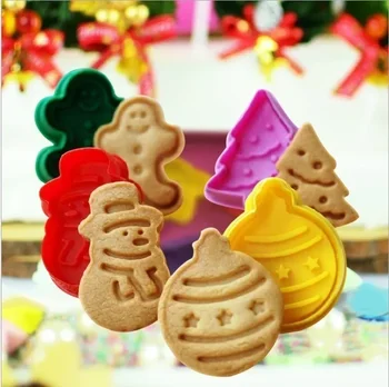 4Pcs/set Cookie Biscuit Fondant Mold Tool Silicone Cookie Baking Cutter Mould Accessories for Christmas Kitchen Baking Tools 2