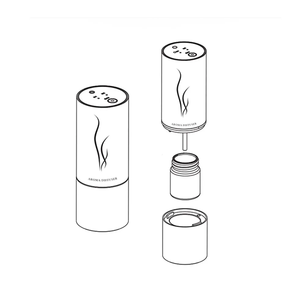 컴팩트 아로마 디퓨저 가습기, USB 충전식, 차량 여행 및 가정용, 신선한 공기와 피부를 위한 에센셜 오일 포함