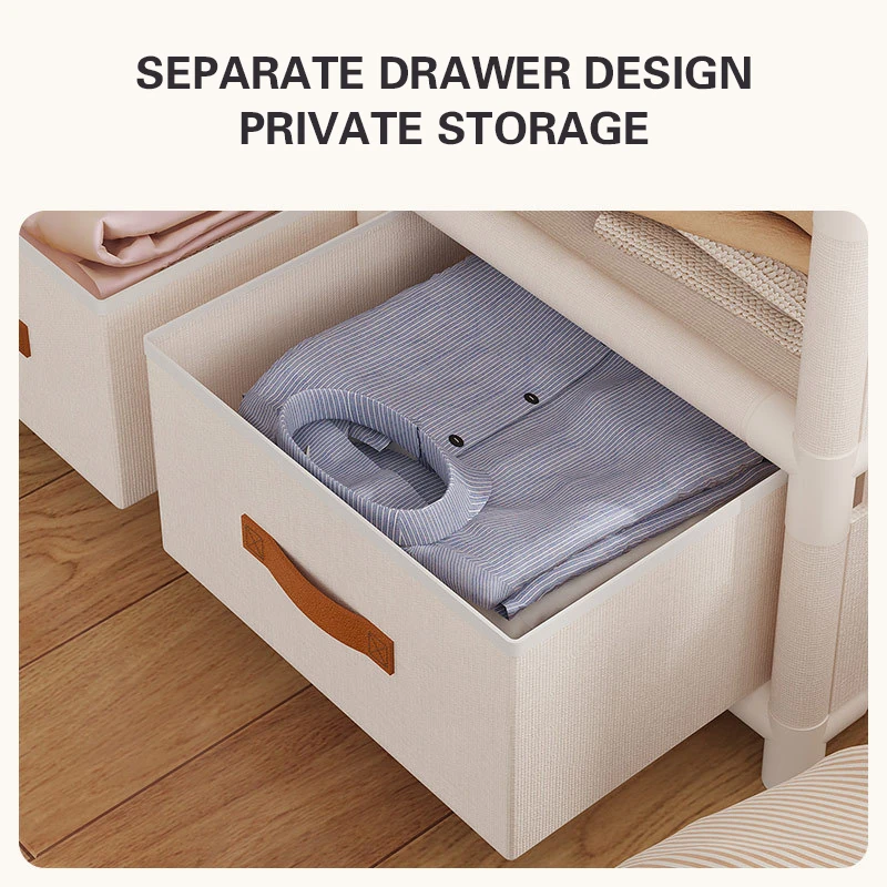 Wardrobe with Storage Sorting Shelves for Household Bedroom Rental Room organization and storage furniture