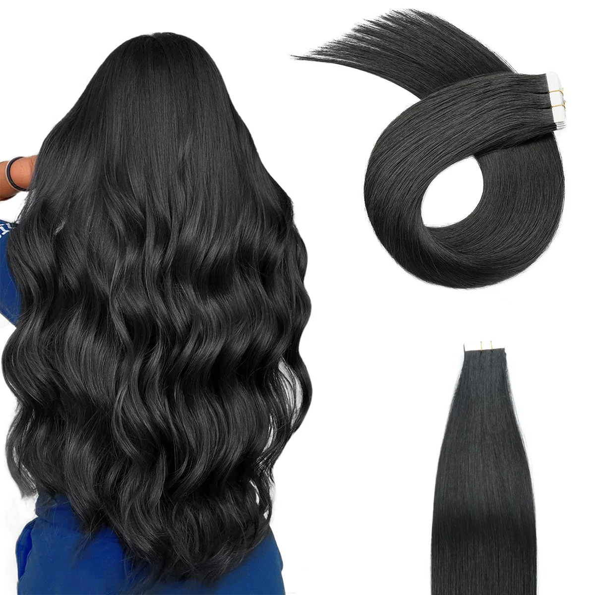 Tape in Hair Extensions Human Hair Seamless Real 20pcs