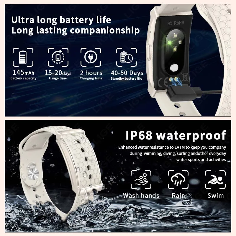 LIGE No Screen Smart Watch Men's Sports Outdoors Fitness Heart Rate Monitor IP68 Waterproof New Smartwatch For Andrio IOS 2025