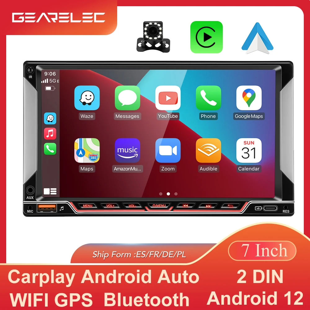 2 Din Autoradio Android Auto Carplay Car Multimedia Video Player Android 12 Car Stereo Universale 7 "Per Vw Nissan Hyundai Toyota