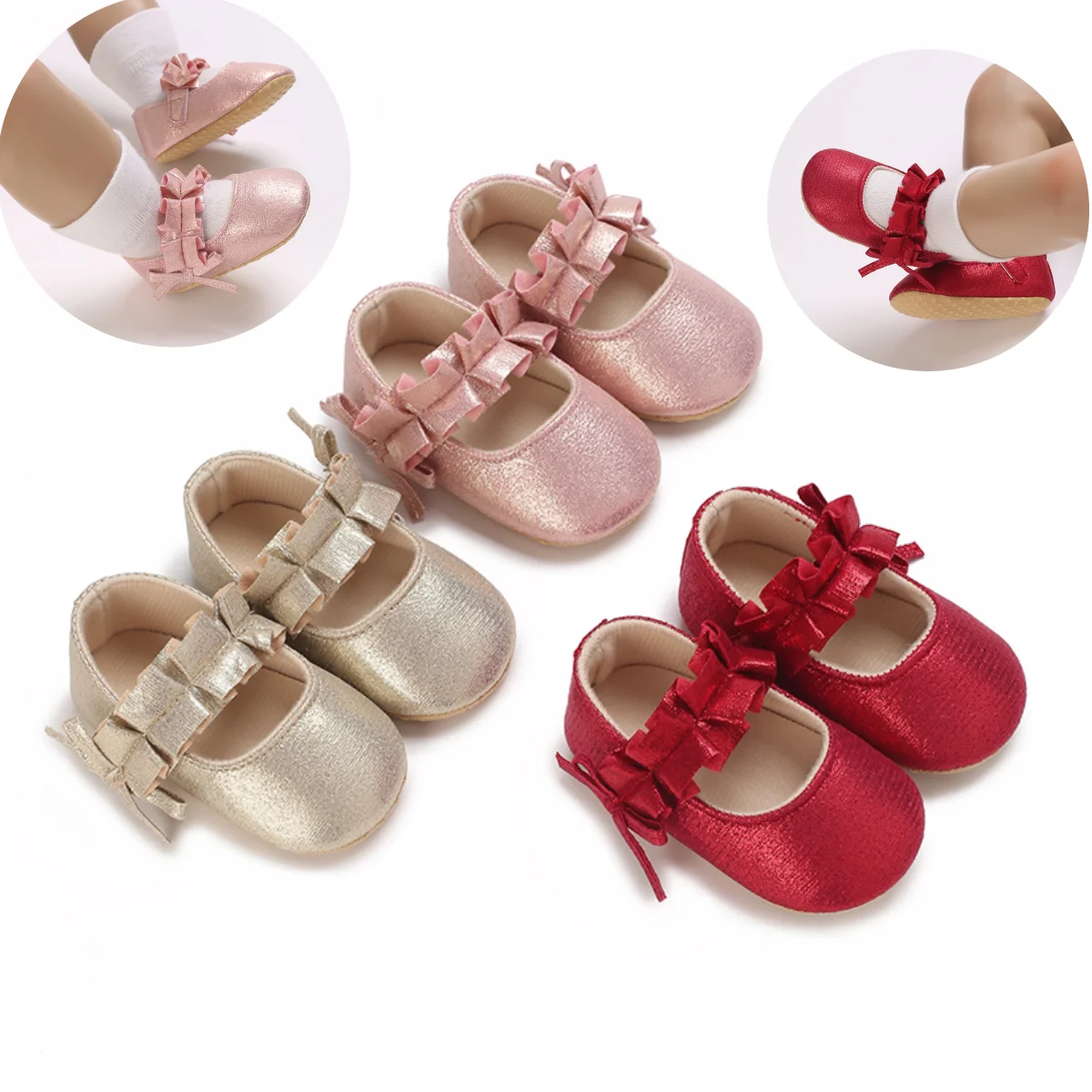 

Sweet Autumn Baby Girl Princess Shoes 0-1 Year Casual Anti-Slip Bow Sneakers Spring Toddler Soft Soled First Walkers 0-18 Months