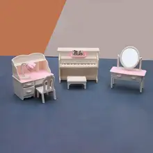 

Dollhouse Dressing Table Model Trendy Plastic Soft for Children Miniature Bedroom Furniture Mini Bedroom Furniture Toy