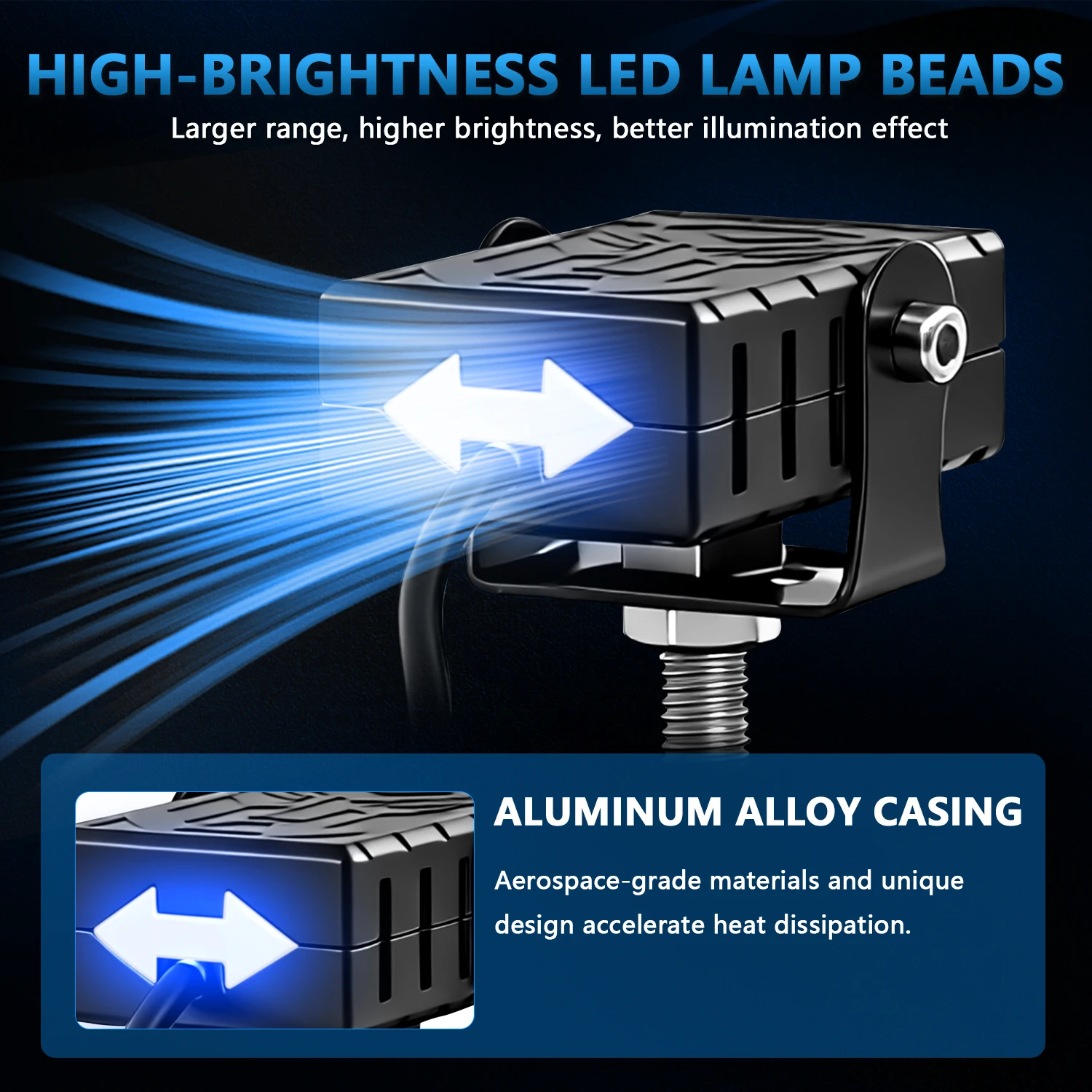 2PC 자동차 그릴 LED 라이트 포드 전면 헤드라이트 100W 오토바이 ATV UTV RV 프로젝터 렌즈 자동차 안개등 오프로드 블루 경고등 포함