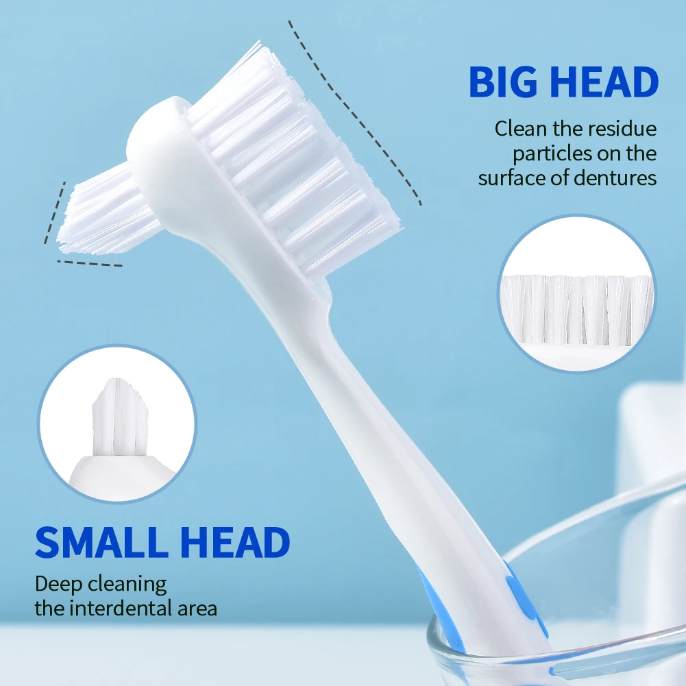 Y-Kelin Denture Brush False Tooth Soft Bristles Teeth BrushDual Heads Antibacterial with Free Gift - Image 3