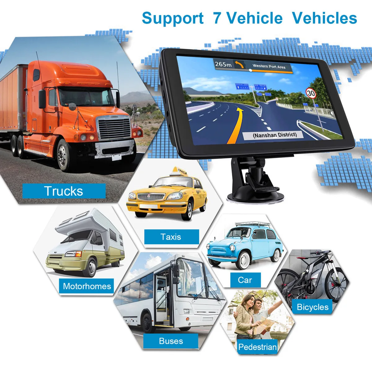 7inch HD Car GPS FM Europe South America USA Middle East World Map Sat nav Truck gps navigators gps navigator
