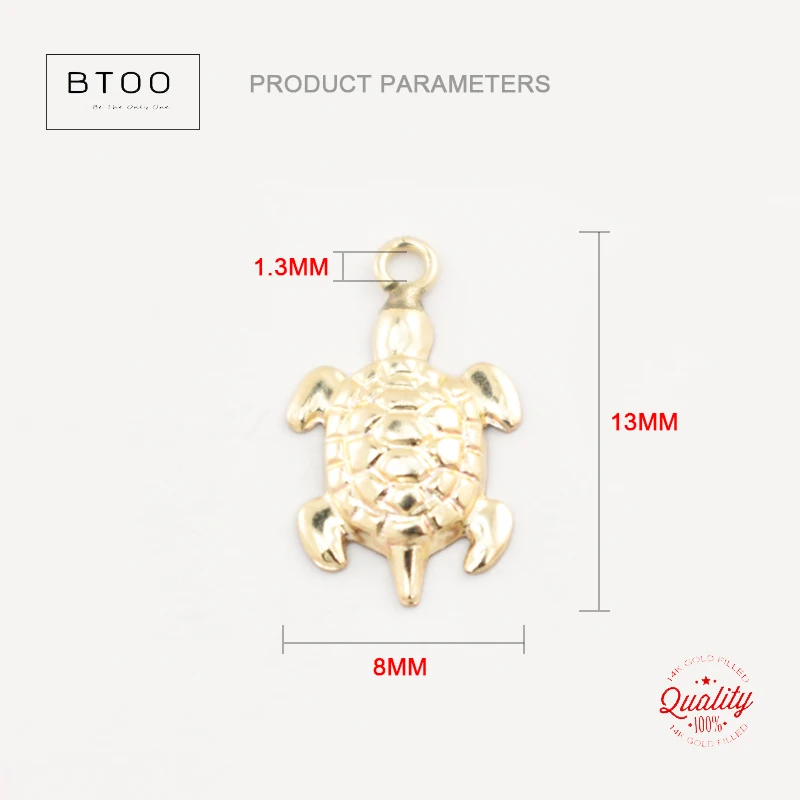 Real 14K Gold Filled Pendant Turtle Charm Jewelry for DIY Bracelet Necklace Making Jewelry Tarnish Resistant Jewelry Findings