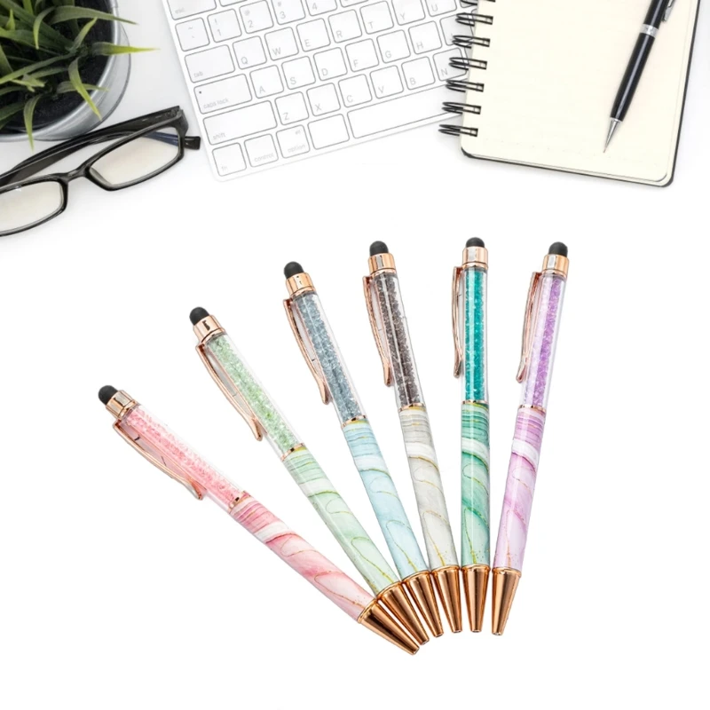 

6Pieces 2-in-1 Ballpoint Pen with Stylus Tip Retractable Ballpoint Pen Black Ink Write Smoothly Business Gift Pen