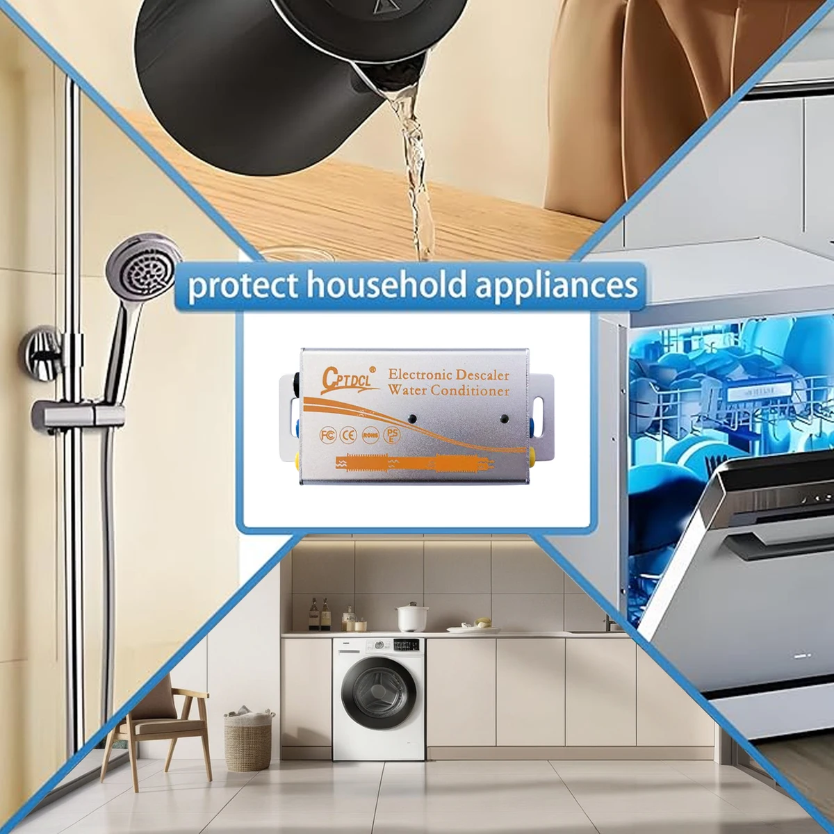Electronic Water Descaler System Water Descaler, Alternative Electronic Salt-Free Hard Water Conditioner, Alloy Shell — view 6