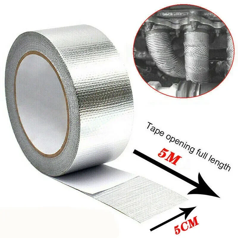 Exhaust Pipe Insulation Tape Exhaust Heat Tape Manifold Downpipe High Temperature Bandage Tape Aluminum Foil Wrap 6