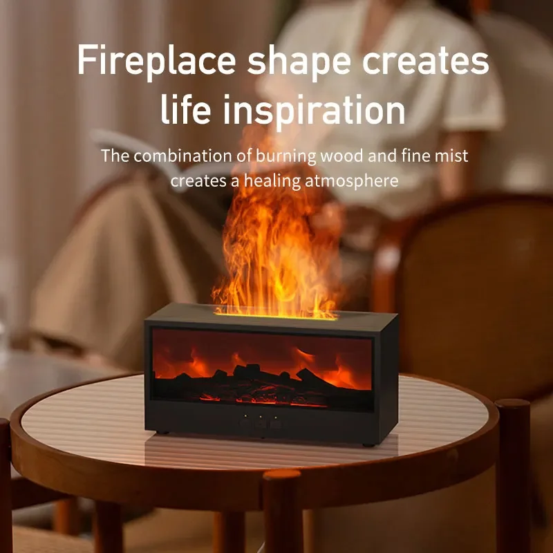Home Air Essential Oil Aromatherapy Humidifier Flame Automatic Aromatherapy Machine With LED Light Remote Control 4
