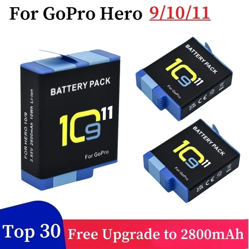 Carregador de Bateria Led para Gopro Acessórios para Câmera Armazenamento de Bateria Slots 2600mah Adequado para Hero 11 10 9 - Image 4