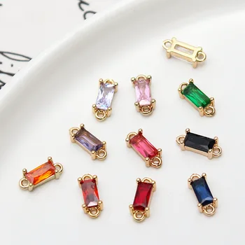 BenS Geometric CZ Rectangle Connectors – Brass DIY Jewelry Making Charms 1